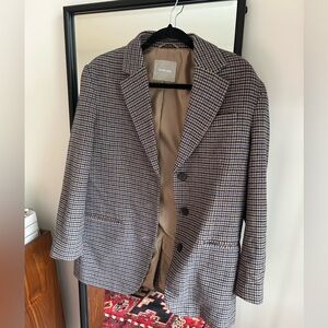 Everlane - the 80s Italian Wool Blazer in Brown Check - Size 4